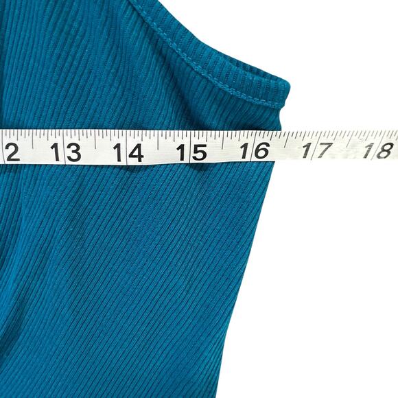 Express One Eleven Cami Tank Top Womens M Teal Blue Ribbed Twist Front Babydoll - Picture 8 of 15